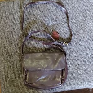 Brown genuine leather cross body bag